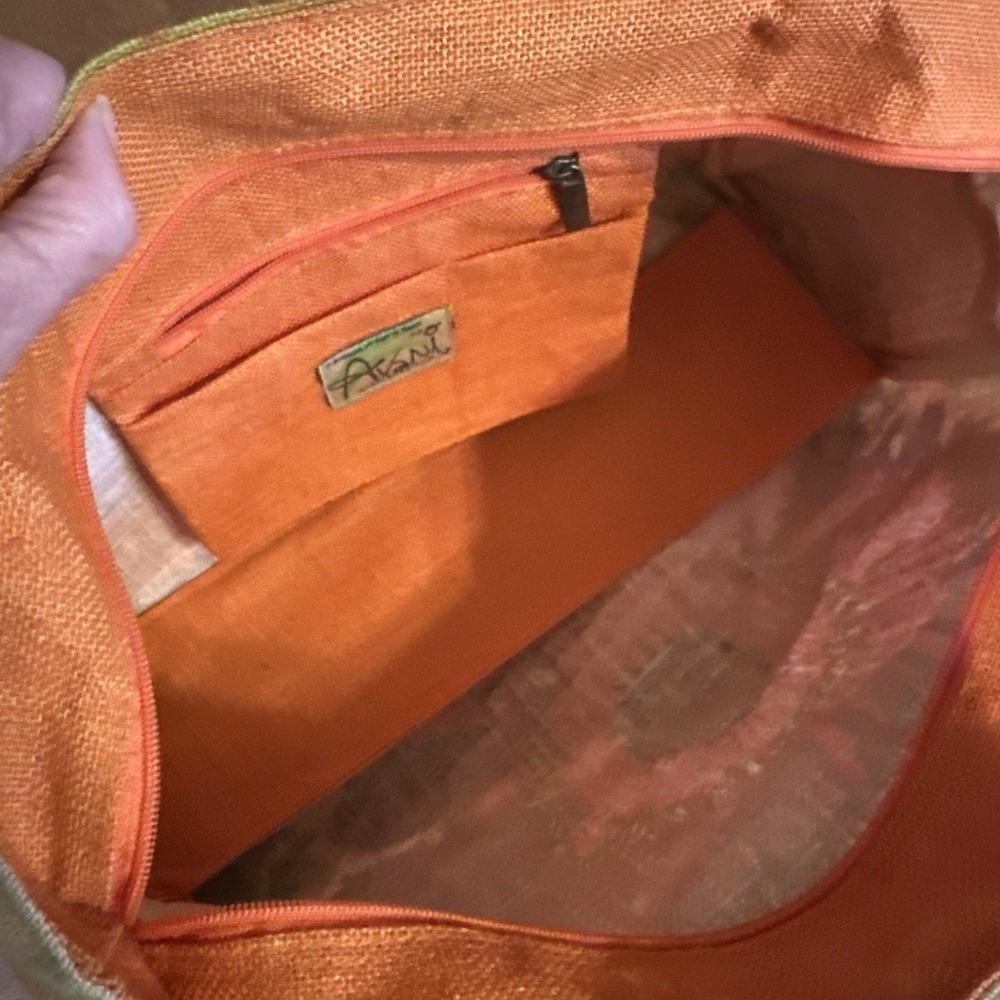 vintage multi-toned floral Orange beach tote bag Made By Avani Large - Picture 10 of 10